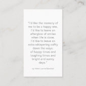 In Loving Memory Photo Funeral Prayer Card Visitenkarte (Rückseite)