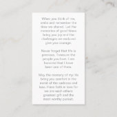 In Loving Memory Photo Funeral Prayer Card Visitenkarte (Rückseite)