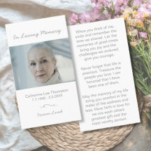 In Loving Memory Photo Funeral Prayer Card