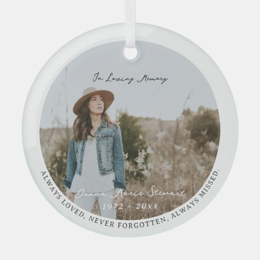 In Loving Memory | Photo Memorial Ornament Aus Glas (Vorderseite)