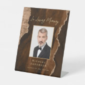 In Loving Memory Photo Mocha Brown Agate Wedding Sockelschild (Vorderseite)