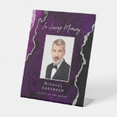 In Loving Memory Photo Purple Silver Agate Sockelschild (Vorderseite)