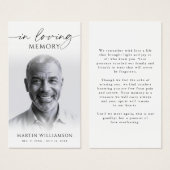 In Loving Memory Photo Simple Funeral Prayer Card (Vorne & Hinten)