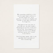 In Loving Memory Photo Simple Funeral Prayer Card (Rückseite)