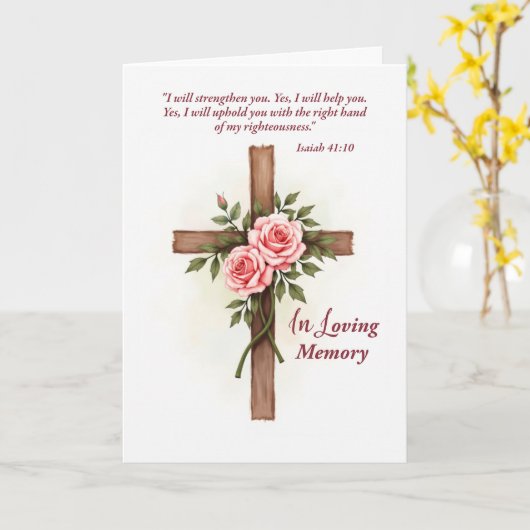 In Loving Memory Religious Sympathy Cross Karte (Gelbe Blume)