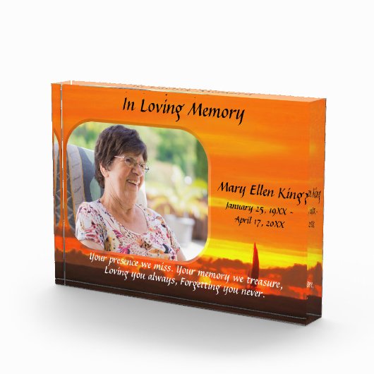 In Loving Memory Sailboat Sunset 1300 Fotoblock (Rechts)