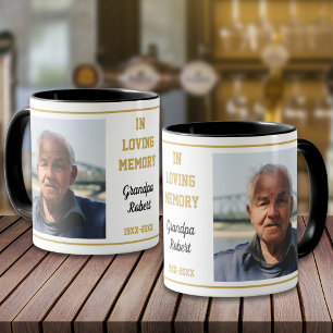 In Loving Memory Schwarz und Gold 2 Foto Andenken Tasse