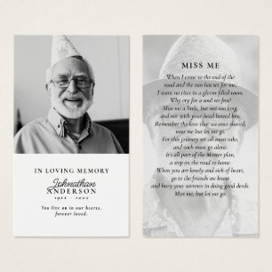 In Loving Memory Schwarz-Weiß-Gebetskarte mit 2 Fo
