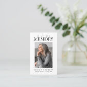 In Loving Memory Simple Photo Funeral Prayer Card Visitenkarte (Stehend Vorderseite)