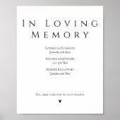 In Loving Memory Simple Wedding Memorial Sign Poster (Vorne)