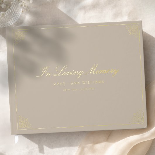In Loving Memory Trauer Beige Braun Gästebuch