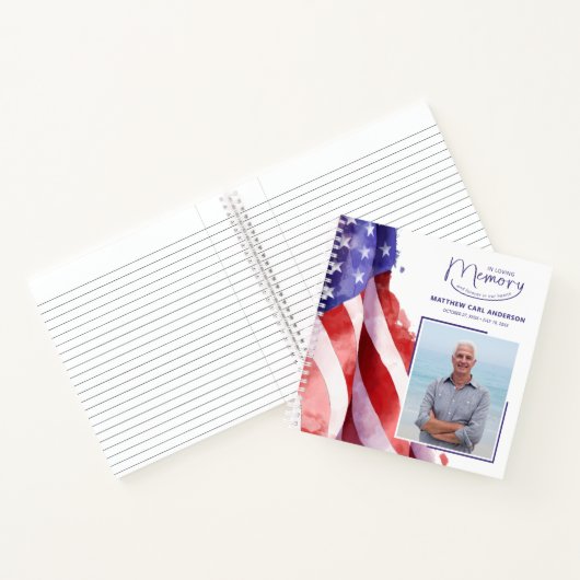 In Loving Memory US-Flaggen-Gästebuch für Beerdigu Notizblock (Innenseite)