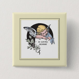 In Loving Memory Vintage Engel, Gedenken, Gold Button