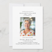 In Loving Memory White Photo Funeral Invitation Einladung (Vorderseite)