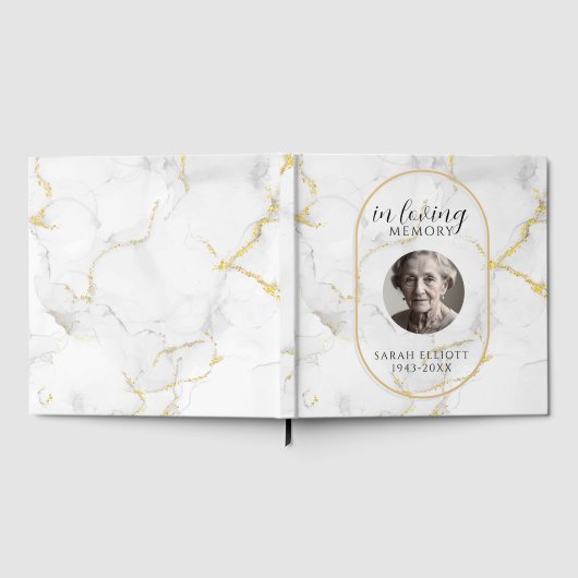In Loving Memory with Photo | marble Gästebuch (Voll)