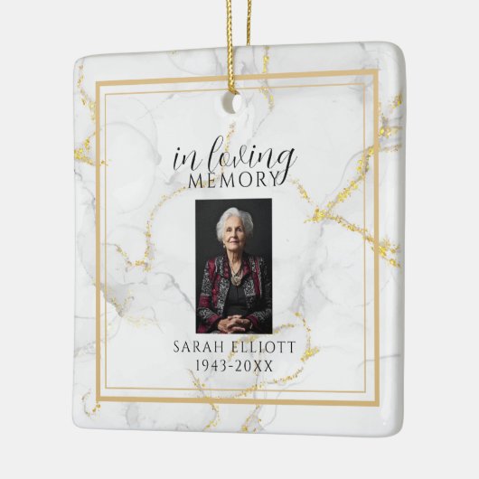 In Loving Memory with Photo | marble gold Keramikornament (Links)