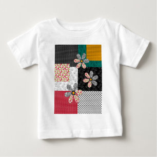 In mehrfarbigen Farben Patchwork rustikales Muster Baby T-shirt