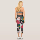 In mehrfarbigen Farben Patchwork rustikales Muster Capri Leggings (Rückseite)