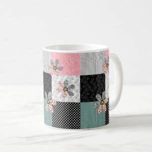 In mehrfarbigen Farben Patchwork rustikales Muster Kaffeetasse