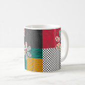 In mehrfarbigen Farben Patchwork rustikales Muster Kaffeetasse (VorderseiteRechts)