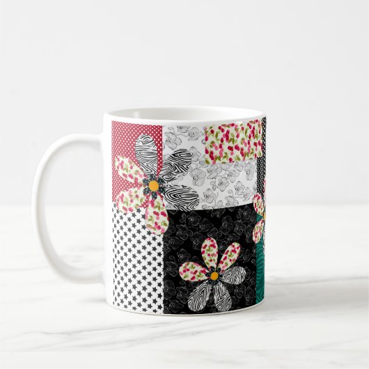 In mehrfarbigen Farben Patchwork rustikales Muster Kaffeetasse (Links)