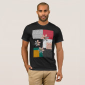 In mehrfarbigen Farben Patchwork rustikales Muster T-Shirt (Vorne ganz)