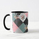 In mehrfarbigen Farben Patchwork rustikales Muster Tasse (Links)
