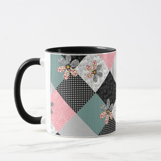 In mehrfarbigen Farben Patchwork rustikales Muster Tasse (Links)
