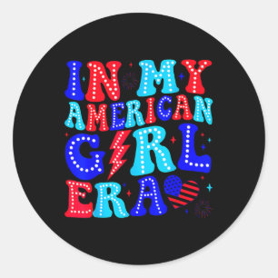 In meinem amerikanischen Mädchen Zeitalter Retro 4 Runder Aufkleber