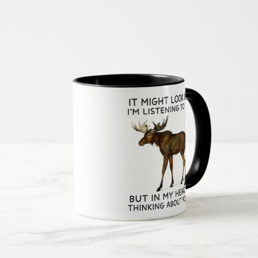 In meinem Kopf denke ich an Elch Funny Tasse (VorderseiteRechts)