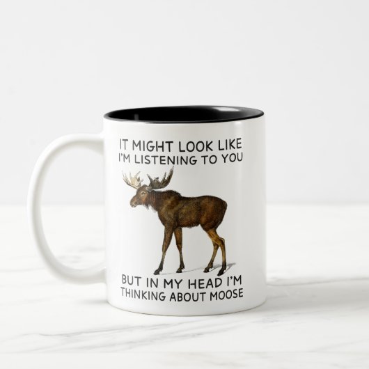 In meinem Kopf denke ich an Elch Funny Zweifarbige Tasse (Links)