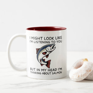 In meinem Kopf denke ich an Lachs Lustiger Angel-S Zweifarbige Tasse