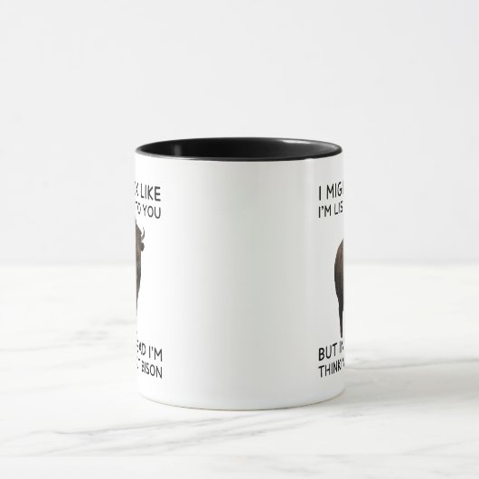 In meinem Kopf denke ich an lustige Bisons Tasse (Zentrum)