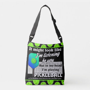 In meinem Kopf spiele ich grüne Bälle von Pickleba Tragetaschen Mit Langen Trägern