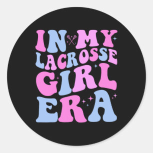 In meinem Lacrosse Girl Era Groovy Retro Funny 3 Runder Aufkleber