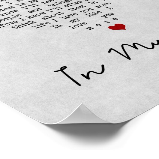 In meinem Leben graues Herz Song Lyrica Wall Art P Poster (Ecke)