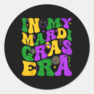 In Meinem Mardi Gras Era Festival Retro-Shirt Karn Runder Aufkleber