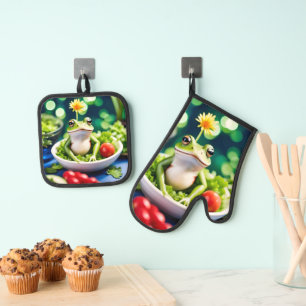 In meinem Salat ist ein Frosch Ofenhandschuh & Topflappen-Set