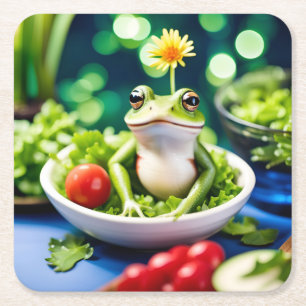 In meinem Salat ist ein Frosch Rechteckiger Pappuntersetzer