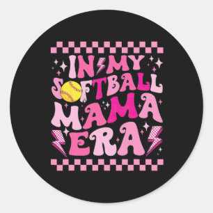 In meinem Softball Mama Era Funny Halloween Family Runder Aufkleber