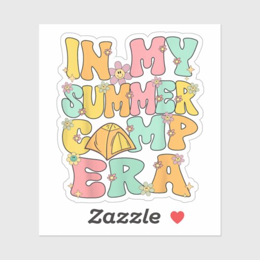 In meinem Sommercamp Zeitalter Retro Groovy Summer Aufkleber (Blatt)