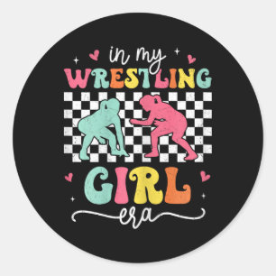In meinem Wrestling Girl Era Groovy Retro Proud Wr Runder Aufkleber