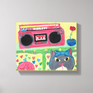 In meinem Zimmer Eighties-Katze Spaß Volkskunst De Leinwanddruck
