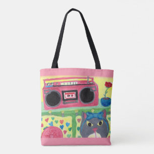 In meinem Zimmer Retro Cat Malerei Retro Folklorek Tasche