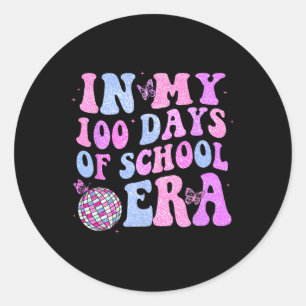 In meinen 100 Tagen der Schule Era Retro Disco 100 Runder Aufkleber