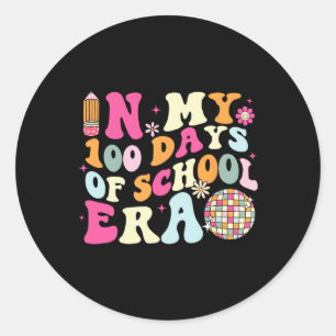 In meinen 100 Tagen der Schule Era Retro Disco 100 Runder Aufkleber