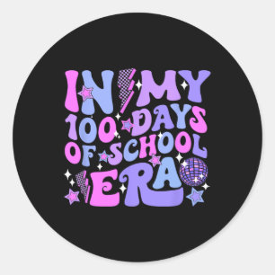 In meinen 100 Tagen der Schule Era Retro Disco Gro Runder Aufkleber