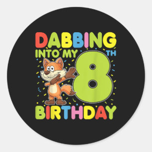 In meinen 8. Geburtstag Dabbing Fuchs Acht Jahre A Runder Aufkleber