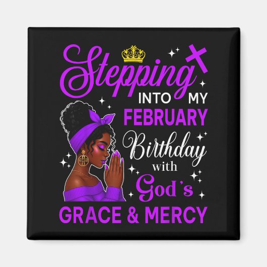 In meinen schwarzen Afro-February-Birthday-Frauen- Magnet (Vorne)