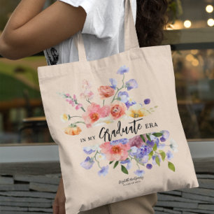 In meiner Abschluss-Ära   Florales Monogramm  Tragetasche